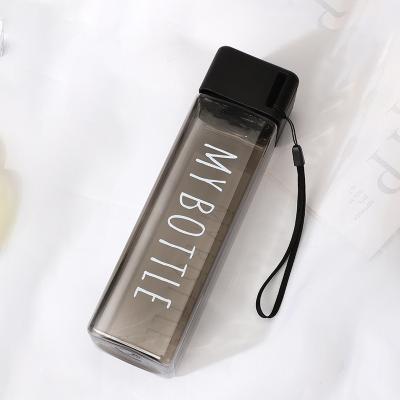 China Sustainable 480ml Promotion Gift Square Shaped Plastic Water Bottle Custom Logo Drinking Cup for sale