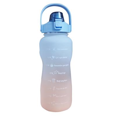 China 2L Large Portable Plastic Jug Gradient Grip Gym Motivational Words Fitness Customized Logo Water Bottle Outdoor for sale