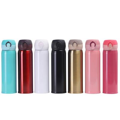 China Viable 500ml Vacuum Flasks One Touch Lid Thermos Bottle Stainless Steel Water Bottle With Bounce Lid for sale