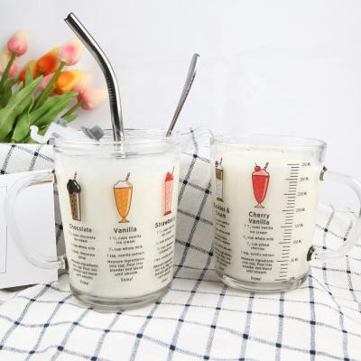 China Viable Kids or Adult Funny Cute Cartoon Clear Thicken Glass Milk Juice Tea Water Travel Coffee Mugs with Handle Straw Spoon Lid for sale