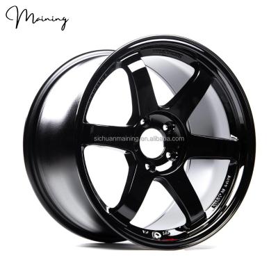 China 6061-T6 aluminum alloy 5x100 5x112 5x114.3 17 18 19 20 inch forged car rims black sport rim te37 saga high performance track wheels for sale