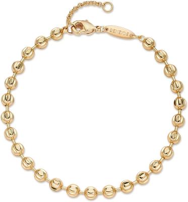 China Fashion Bangle Jewelry Gold Bracelet For Women 14K Gold Plated Cute Silver Pearl Ball Satellite Oval Beads Bold U Chain To Charm Layered Link Bracelets for sale