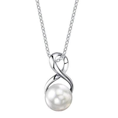 China CLASSIC Cultured Freshwater Pearl Source Pearl Pendant Necklace For Women With Sterling Silver Infinity Design for sale