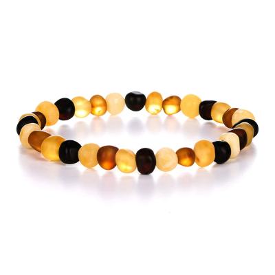 China CLASSIC Natural Baltic Amber Bracelet for Adults - Handcrafted from Vintage Baltic Amber Beads - Unpolished for sale