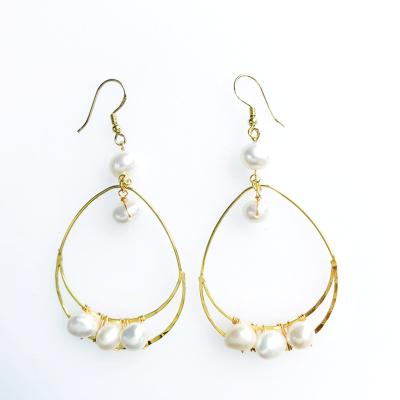 China TRENDY High Quality E154 Women Bead Round Hope 18k Gold Plated Circle Earings 925 Silver Hanging Earring for sale