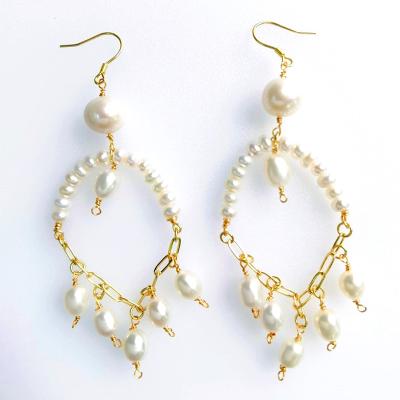 China FASHIONABLE new design E145 real gold plated fine jewelry white pearl drop earrings for woman bridal for women pearl 2021 for sale