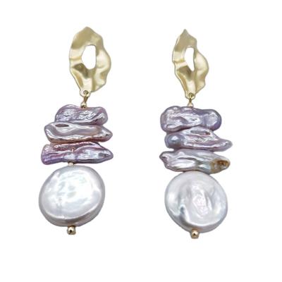 China E11Trendy Wholesale Fashion Jewelry Baroque Pearl Earrings China Online Custom Hooks 18K 14K Gold Plated Earrings For Women for sale