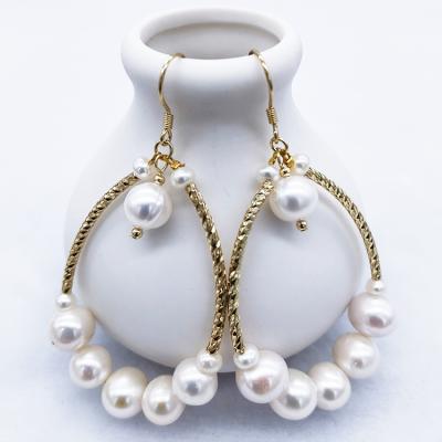 China Factory E144 FASHIONABLE Punk Funky Gold Plated Big Round Shape Imitation Pearl Real Stud Earrings For Women for sale