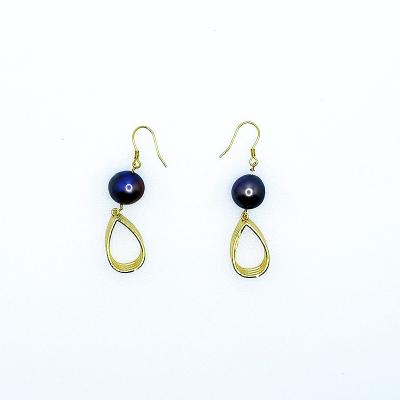 China Fashion earrings jewelry E581 price earring pearl best morden hooks S925 silver style black pearl woman pearl earring for sale