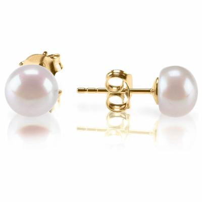 China Wholesale TRENDY Handmade Sterling Silver, Gold Plated, Hand Picked Freshwater Cultured Pearl Stud Earrings for sale