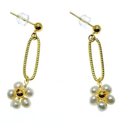 China Fashion Earrings Jewelry E659 Plant Resin Flower Real Gold Plated Geometric Silver Drop Pearl Earring for sale