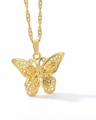 China CLASSIC Custom 18K Gold Plated Butterfly Necklace Women Choker Chain Pendant Jewelry 16 Inches for sale