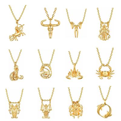 China 12 Pcs 2021 Hot Personalized Zodiac Coin Necklace Horoscope Astrology Necklace CLASSIC for sale