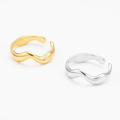 China TRENDY Hydraulic Pipeline Female Premium Photosensitive Stainless Steel Ring Face Plated With Adjustable 14K Gold Color Long Lasting Retaining for sale