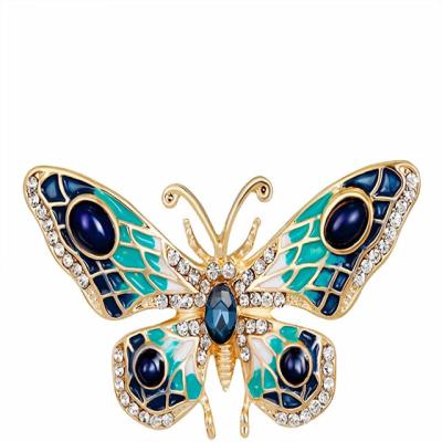 China New Style Stainless Steel Retro Butterfly Palace Brooch Pin Corsage Pin Badge Pin for Women and Girls for sale