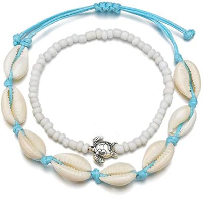 China Boho Shell Anklet Beach Foot Jewelry Barefoot Anklets Seashell White Anklets CLASSIC Handmade Beaded Summer Foot Chain Turtle Foot Jewelry for sale