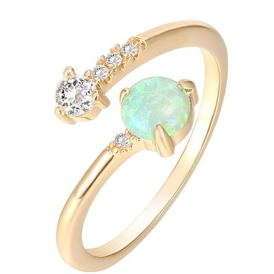 China CLASSIC New Fashion 14K Gold Plated Opal Rings Created Adjustable | Stacking Rings | gold rings for women for sale