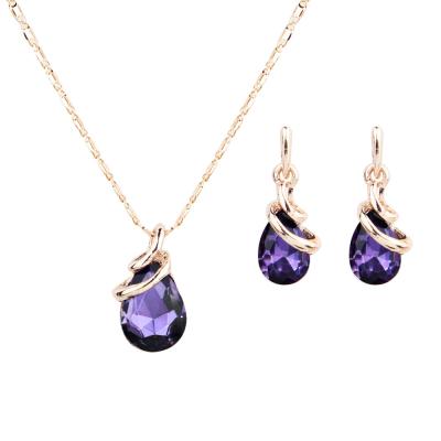 China 2021 Hot Selling Austrian Zircon Water Drop Austrian CLASSIC New Fashion Jewelry Set Necklace Earring Set Necklace Earring Set for sale