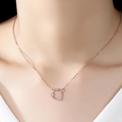 China New Design CLASSIC Delicate Diamond Flower Garland Flower Necklace Women's Pendant Sterling Silver Necklace For Teens Girls for sale