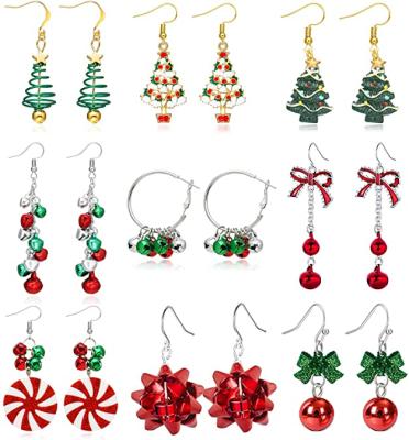 China CLASSIC 8/10/12 Pairs Christmas Earrings For Women Christmas Dangle Hook Earrings Jewelry Sets Dangle Earrings For Women for sale