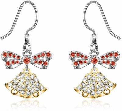 China CLASSIC Christmas Earrings For Women Christmas Dangle Earrings Jingle Bell Bow Sweet Christmas Hook Earrings for sale