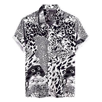 China New high quality summer anti-pilling fashion patchwork printing casual shirt for men for sale