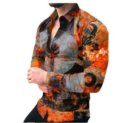 China Anti-pilling Mens Designer Shirts Plus Size Hawaiian Shirt Vintage Printed Flower Luxury Mens Shirts Long Sleeve for sale