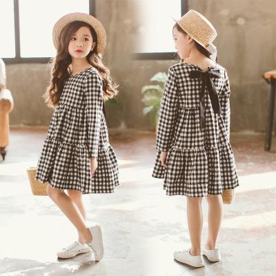 China Korean Spring Sale Clothing Children Plaid Baby Dress New Casual Hot Cute Girl Clothes For Teenage Girls Kids Clothes for sale