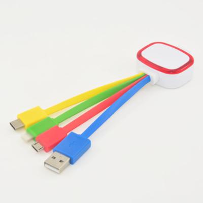 China Mobile phone and so 2022 NEW ARRIVAL 3 in 1 LED Cable Luminous Fast Charging Wholesale Customized LOGO Three-in-one Type C USB B Micro Data Cable for sale