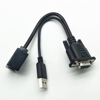 China Manufacturer Customized Black DB9 Female Computer Peripherals to USB Serial Cable RS232 to USB RJ12 Data Cable One to Two Connector Cable for sale