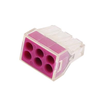 China Flame Retardant Compact Universal Wire Wiring Connector Customized Terminal Type 6 Wire Hole Push Connector for sale