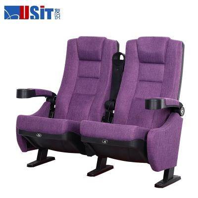 China New Modern Comfortable 2 USIT UA639C Cupholder Cinema Theater Movie Chair Seat China Foshan Cinema Chairs for sale