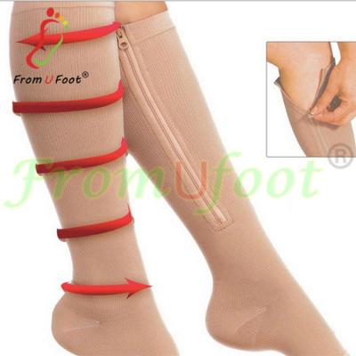 China Antibacterial Compression Boots Toe Open Leg Support Stocking High Knee Socks With Zipper for sale