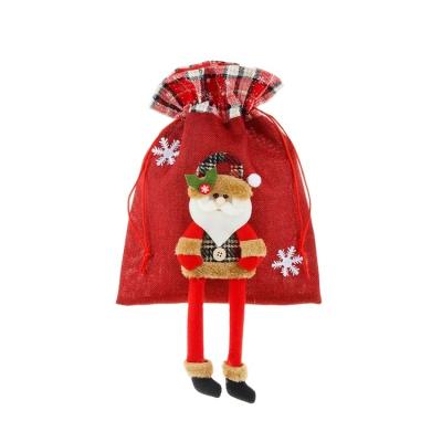 China Internal Frame Christmas Gift Bag With Long Legs Doll Canvas Gift Bag for sale