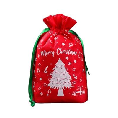 China Custom Drawstring Pouch Christmas Gift Bag Christmas Canvas Gift Bag Candy Storage Bag for sale