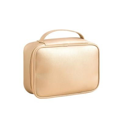 China Fashion Customized Zipper Gold Cosmetic Bag Waterproof Wash Bag With Personal Logo for sale