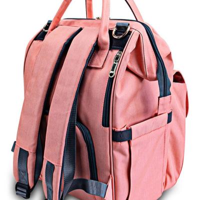 China 2021 High Quality Large Capacity Fashion Waterproof Multifunctional Pink Diaper Bag Water Proof for sale