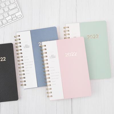 China Wholesale Custom Spiral PU Printed Leather Agenda Cover 12 Month Daily Calendar Planner 2022 for sale