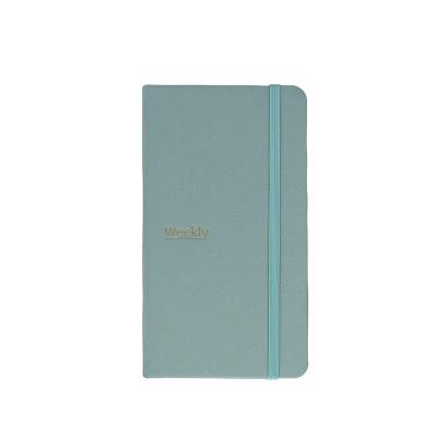 China Hardcover Aluminum Stamping Simple Small Size Weekly Planner A6 Solid Color Plan Notebook Custom for sale