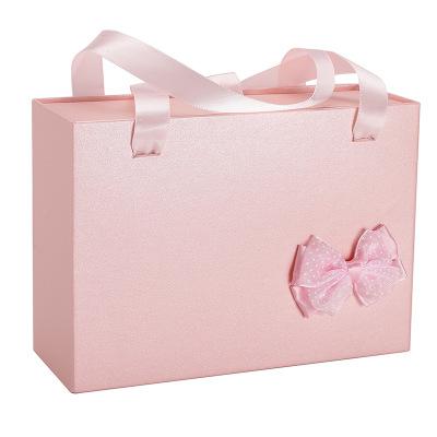 China Recyclable Custom Pink Ribbon Kraft Shipping Paper Gift Box For Packing Apparel for sale