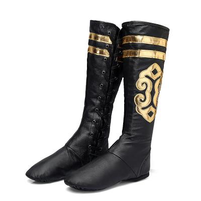 China Fashion Tibetan boots \ comfortable fashion \ durable \ new national soft comfortable lower leather Mongolian show \ durable dance shoes dance boots for sale