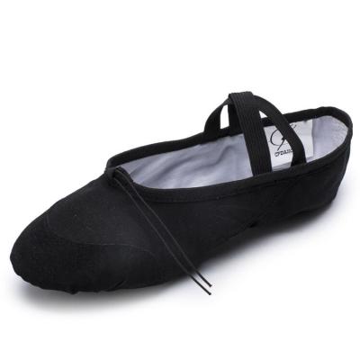 China Cheap Promotion Canvas Split Toe Flat Leather Sole Ballet Rubber Shoe for sale