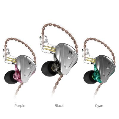 China KZ ZSX Metal In Ear Earphones 5BA 1DD Hybrid Technology 12 Units HIFI Bass Earbuds for sale