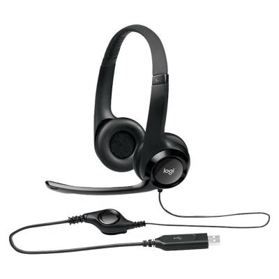 China USB Wired Over The Head Headphones , Stereo Gaming Headphone Line Control Logitech H390 for sale