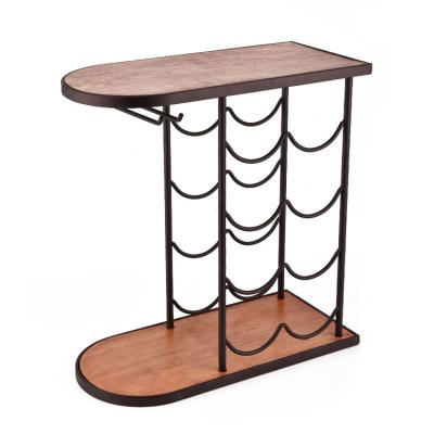 China Viable 2 in 1 Wine Glass Holder Tabletop Wine Rack with 2 Wine Glass Racks for sale