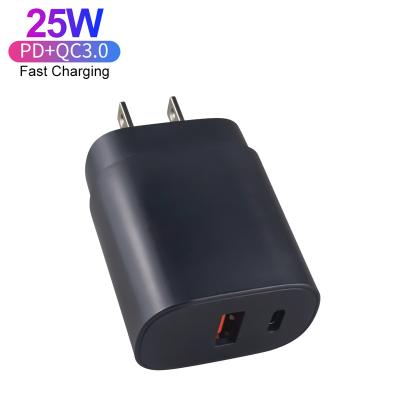 China Mobile Phone 25W Super Fast Dual Accesses QC3.0+PD USB Type C Wall Charger For Samsung Mobile Phone Travel Adapter Charger 25W for sale