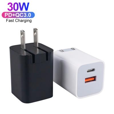 China 30W Mobile Phone Charger Type C ETL Certified Foldable Dual Port Power Adapter USB-C Palladium Wall Charger Pad For iPhone 13 14 Pro iPad for sale