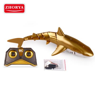 China Zhorya 2.4G Radio Control RC Model Shark Waterproof Shark Toys Gold Shark Remote Control Bath Fishing RC Toy for sale