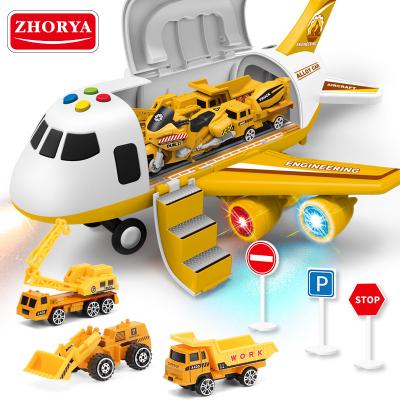 China New Arrival Slot Toy Zhorya Aircraft Design Kids Garage Slot Toys With Sound And Smoke Function for sale