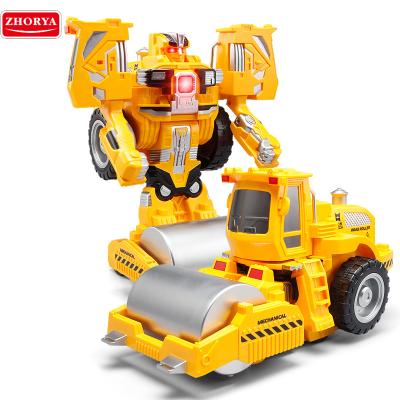 China RC Model Zhorya Remote Control Deformation Engineering Vehicle Compactor Deformation Robot Excavator Truck Toys for sale